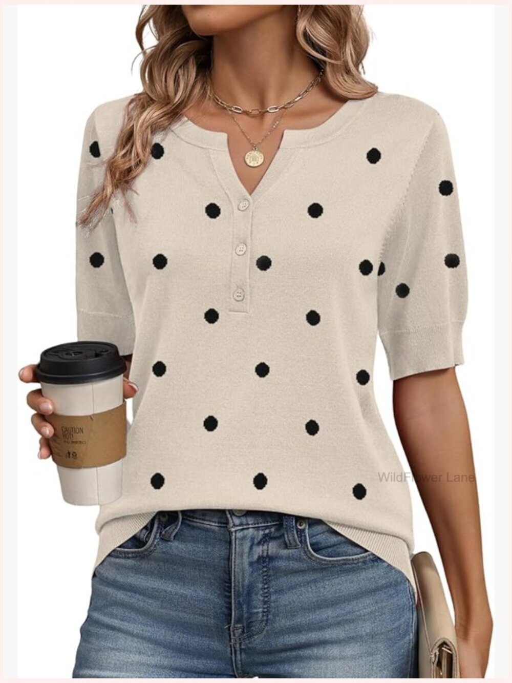 Short Sleeve V-Neck Pullover Sweater Lightweight Knit Top